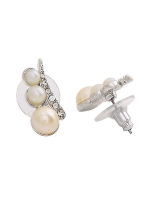 white metal studs earring - 17327935 - Standard Image - 3