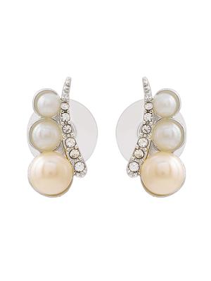 white metal studs earring - 17327935 - Standard Image - 4