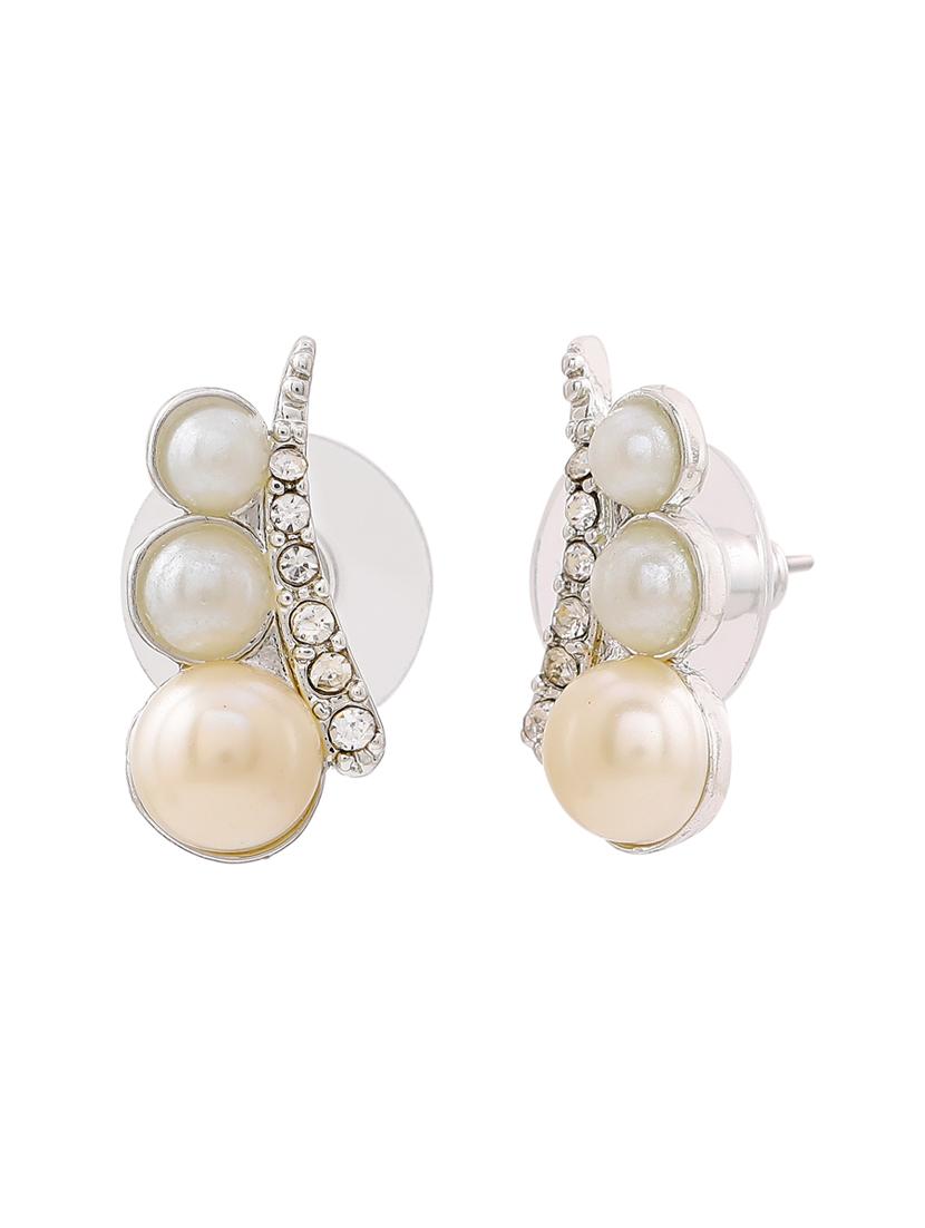 white metal studs earring - 17327935 - Zoom Image - 2