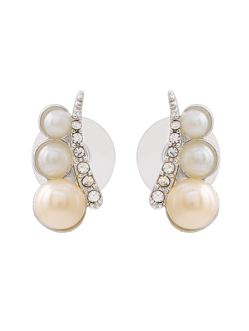 white metal studs earring - 17327935 - Zoom Image - 4