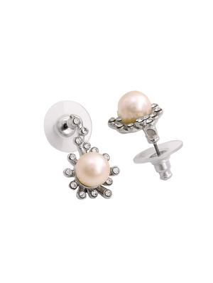 white metal studs earring - 17327938 - Standard Image - 4