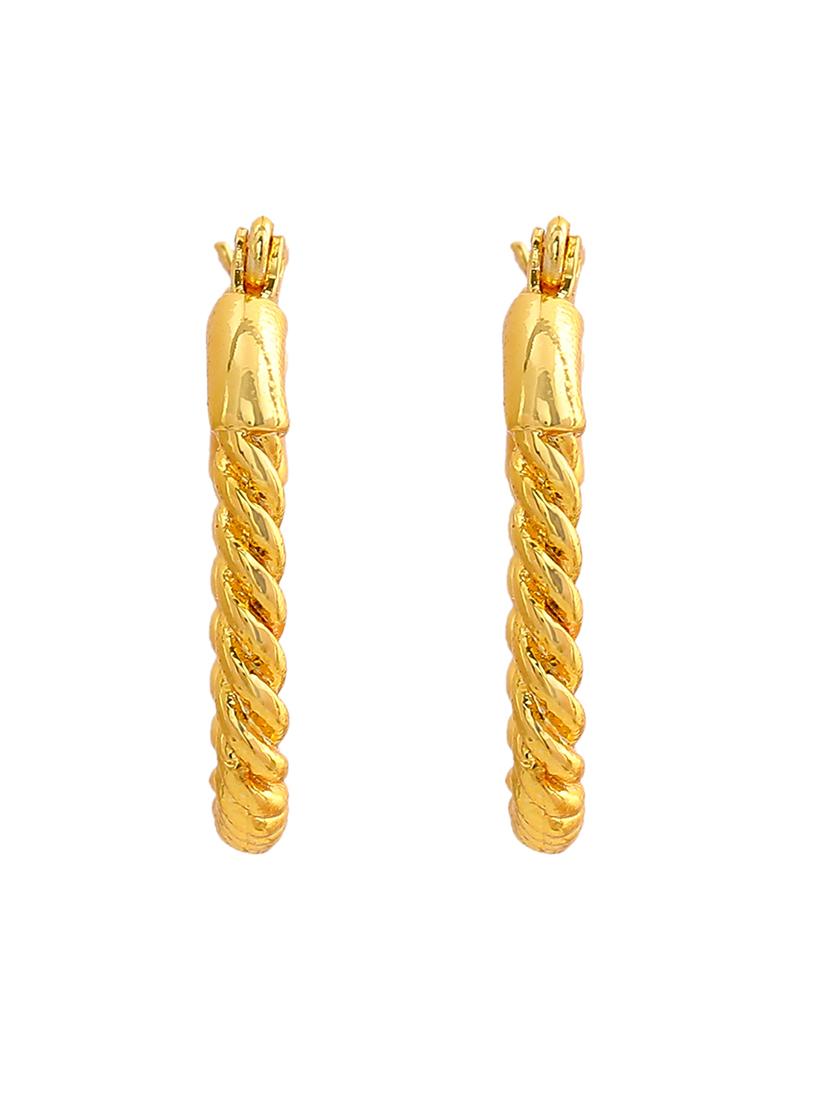 gold metal hoop earring - 17327939 - Zoom Image - 3