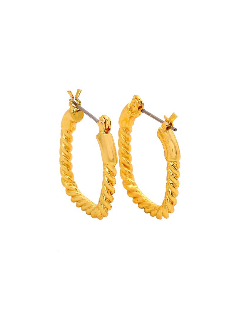 gold metal hoop earring - 17327939 - Zoom Image - 4