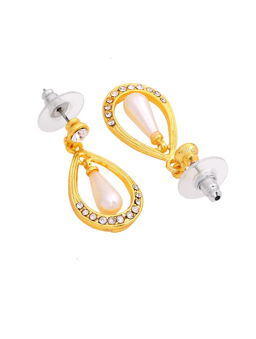 gold metal drop earring - 17327943 - Zoom Image - 2
