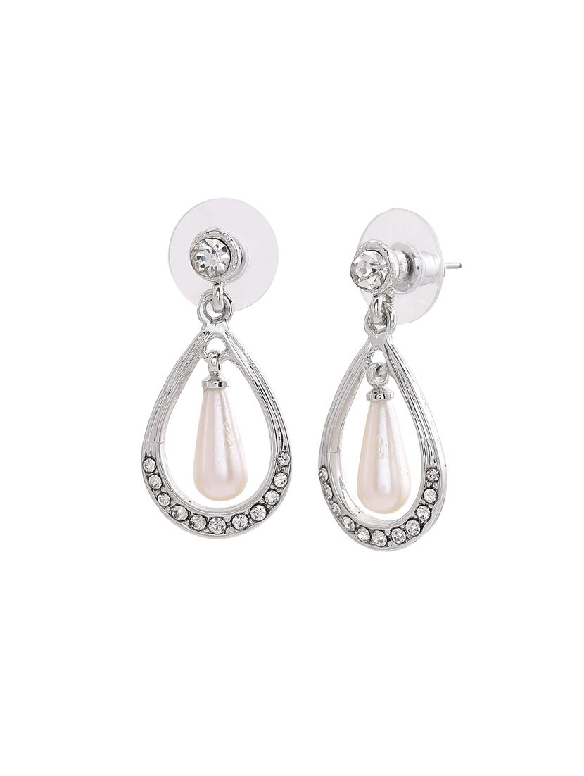 silver metal drop earring - 17327944 - Zoom Image - 2