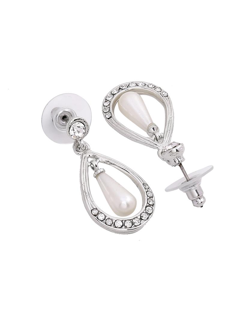 silver metal drop earring - 17327944 - Zoom Image - 4