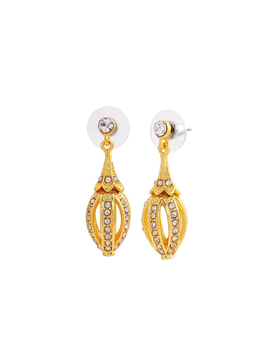 gold metal drop earring - 17327946 - Zoom Image - 3