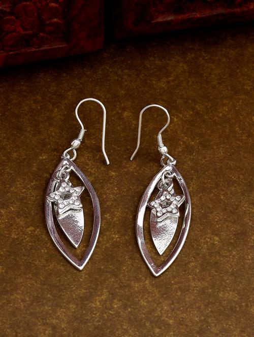 silver metal drop earring - 17327951 - Standard Image - 1