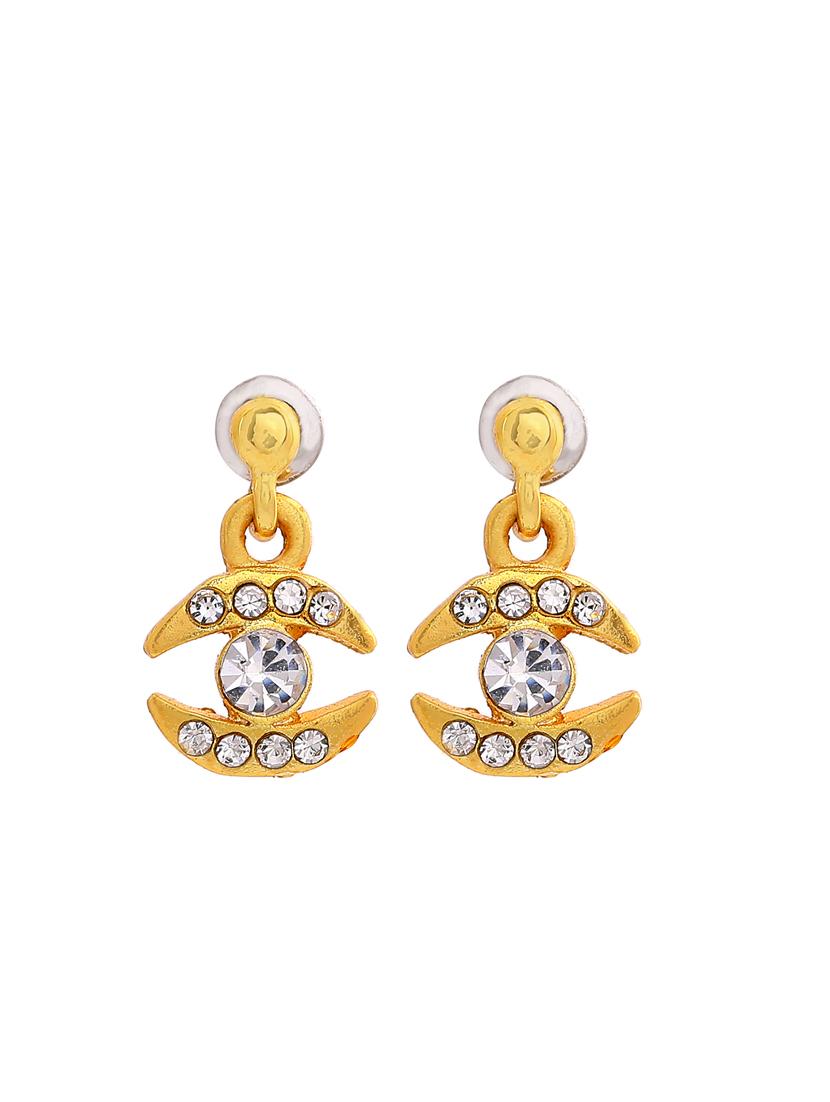 gold metal drop earring - 17327953 - Zoom Image - 3