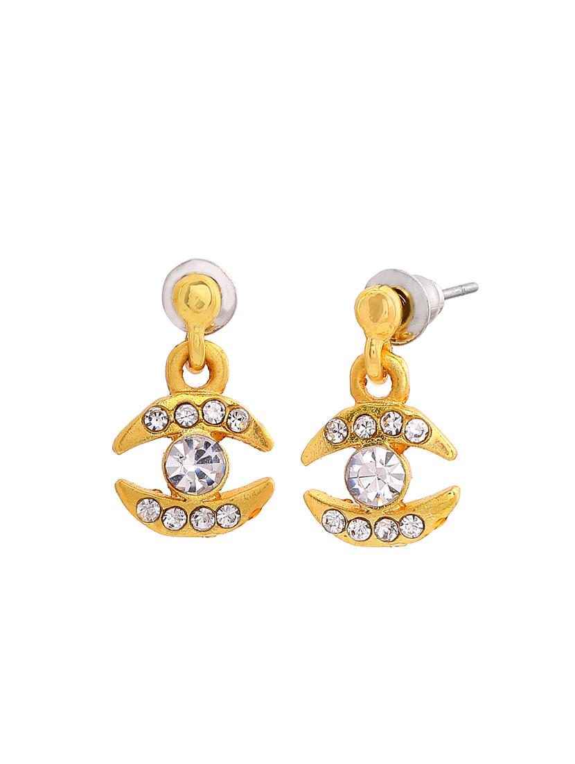 gold metal drop earring - 17327953 - Zoom Image - 4