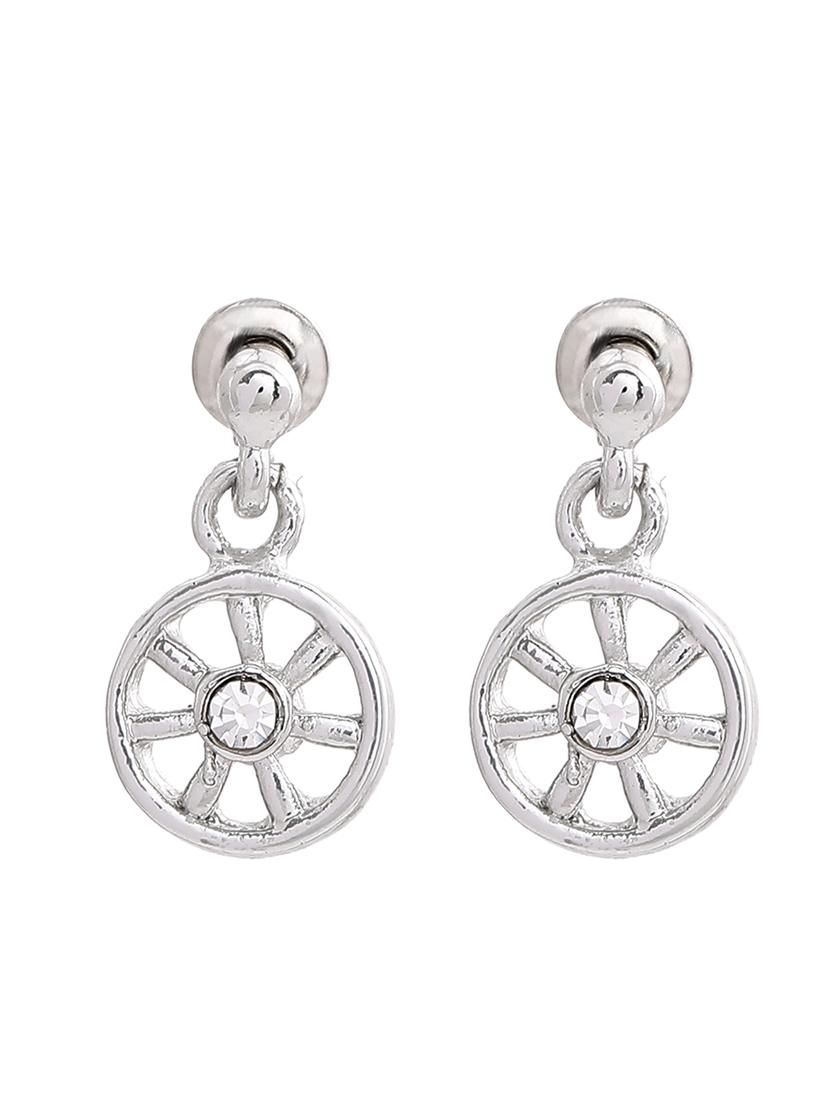 silver metal drop earring - 17327955 - Zoom Image - 2