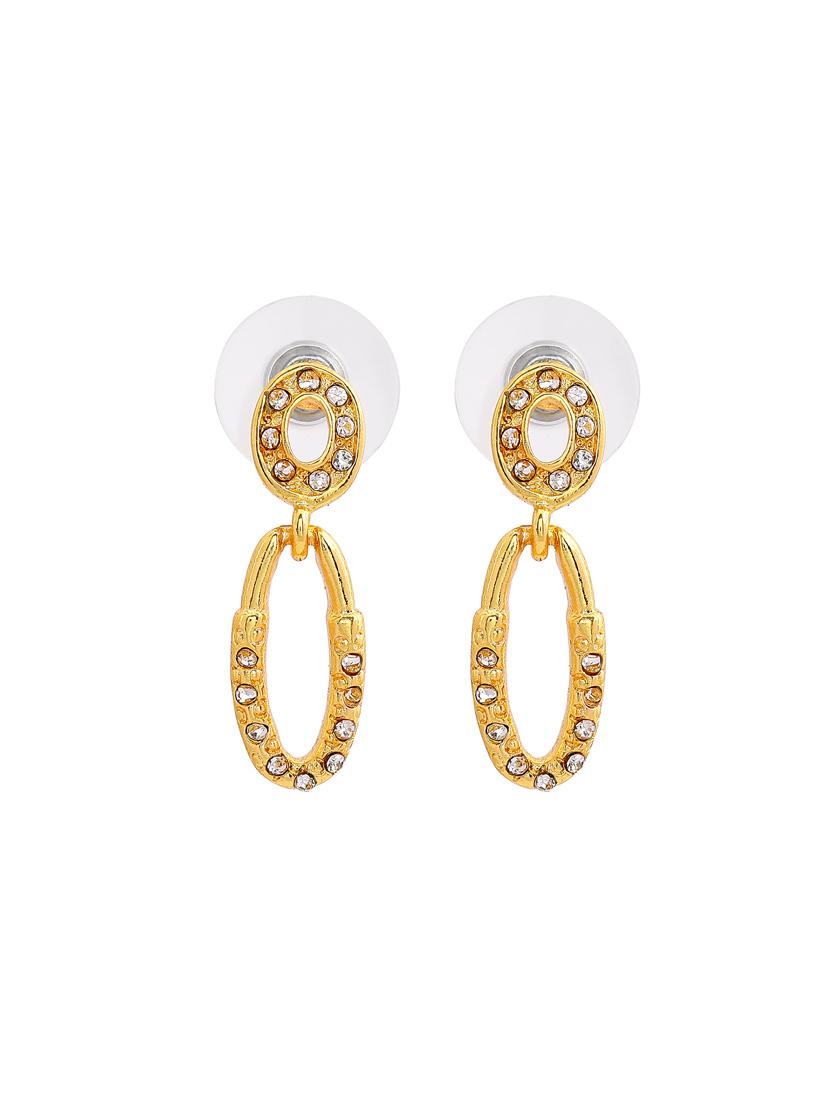 gold metal drop earring - 17327961 - Zoom Image - 2