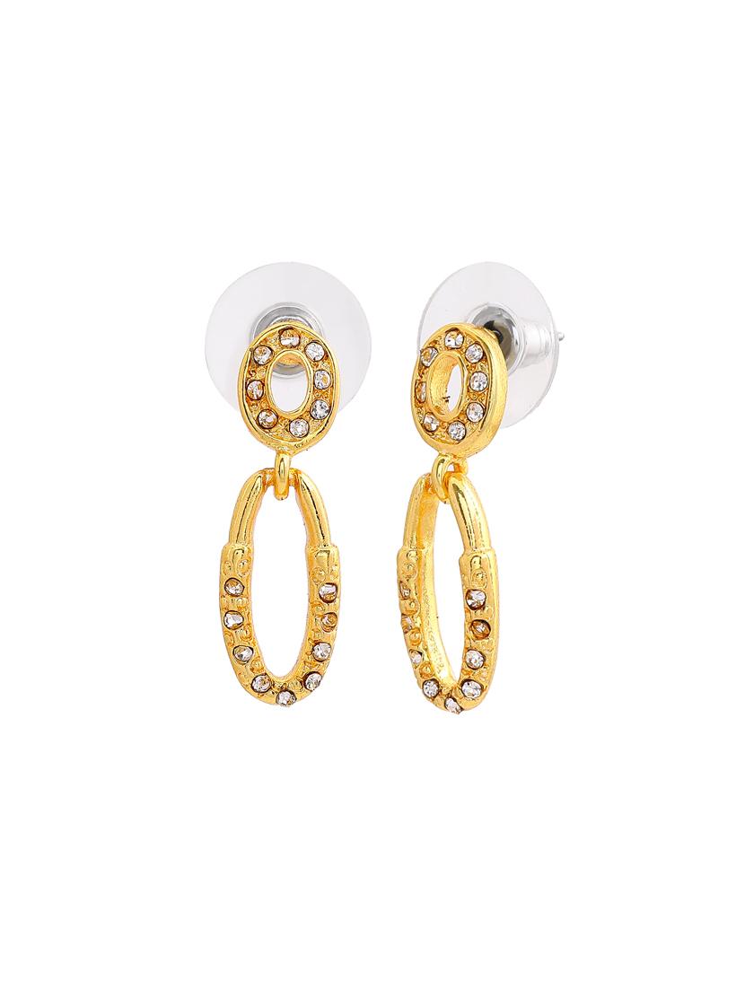 gold metal drop earring - 17327961 - Zoom Image - 3