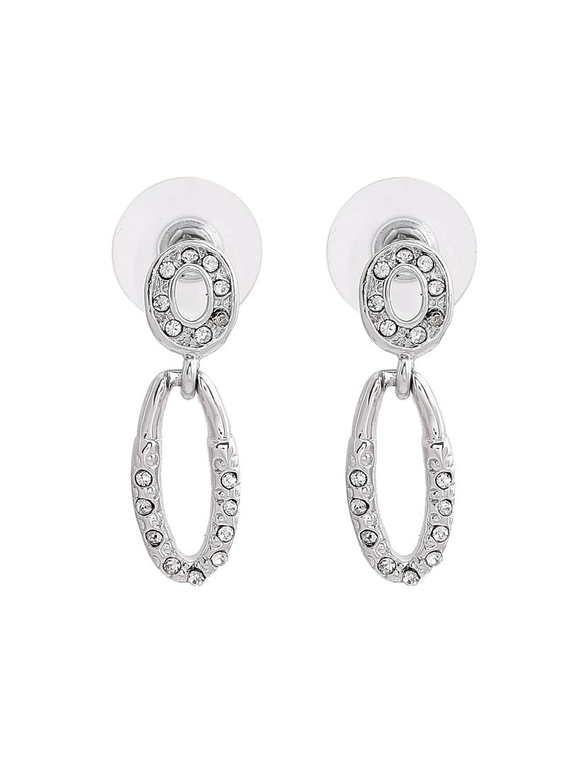 silver metal drop earring - 17327962 - Zoom Image - 2