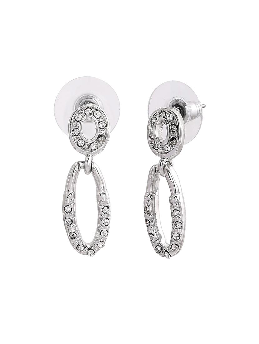 silver metal drop earring - 17327962 - Zoom Image - 3