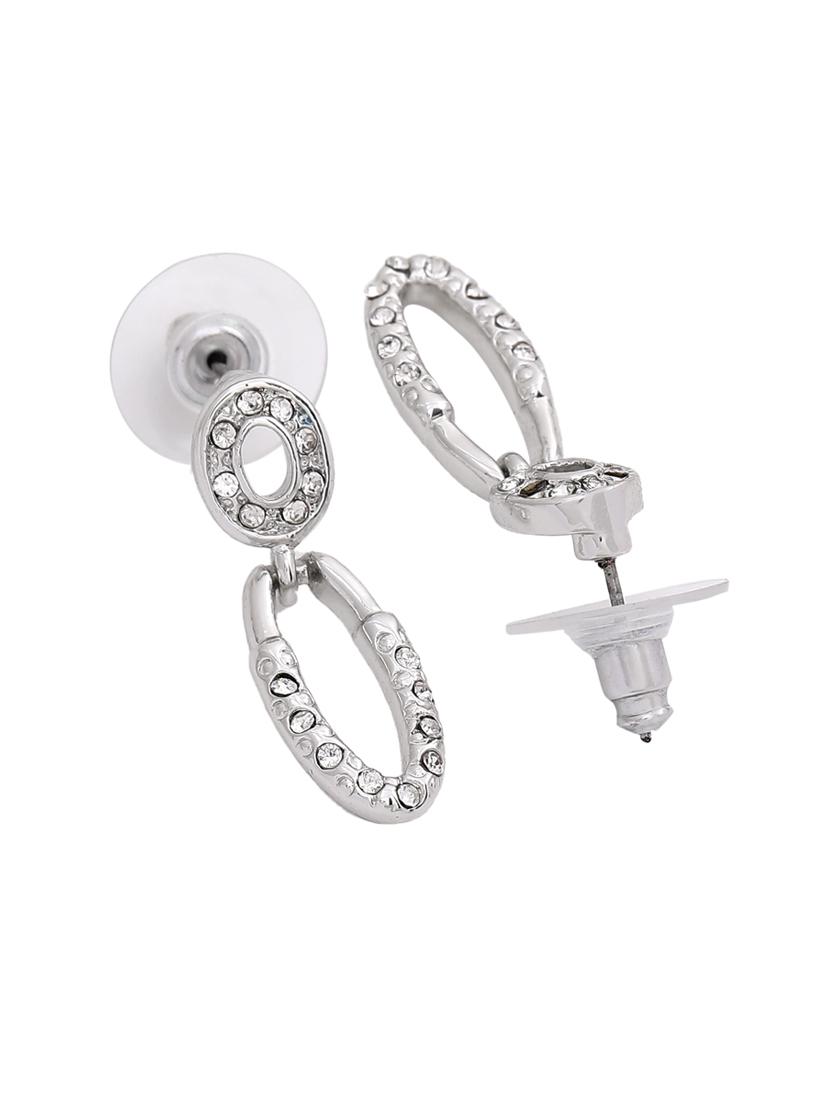 silver metal drop earring - 17327962 - Zoom Image - 4