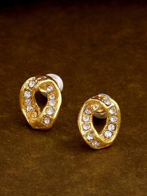 gold metal studs earring - 17327967 - Standard Image - 1