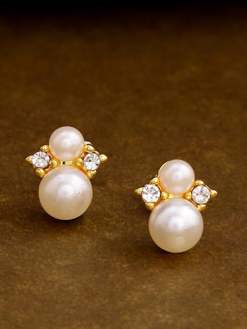 gold metal studs earring - 17327972 - Standard Image - 1