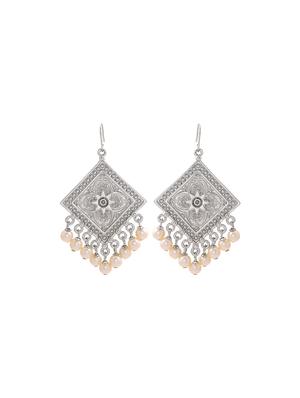 silver metal drop earring - 17327988 - Standard Image - 3