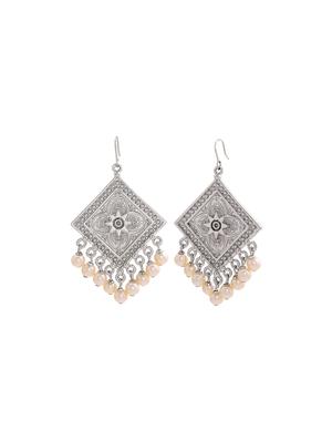 silver metal drop earring - 17327988 - Standard Image - 4