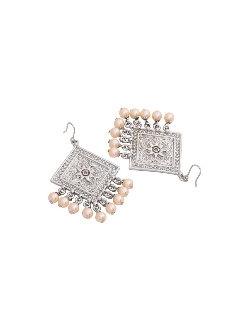 silver metal drop earring - 17327988 - Zoom Image - 2