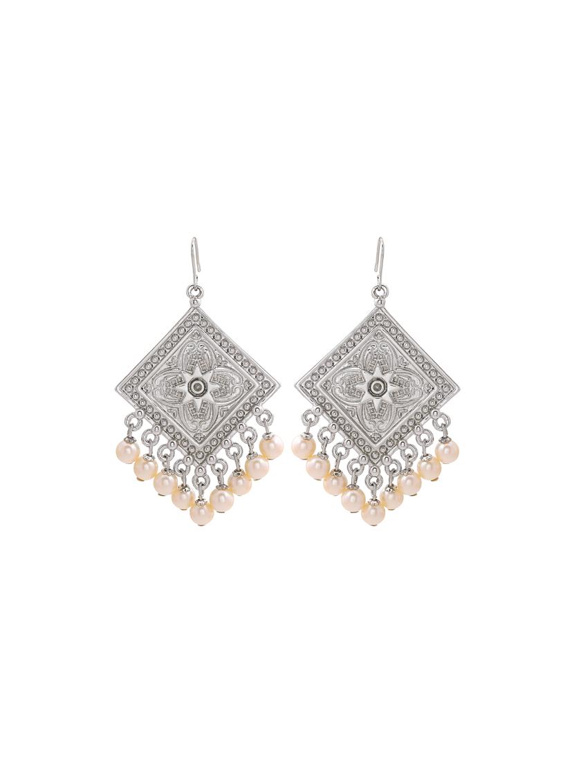 silver metal drop earring - 17327988 - Zoom Image - 3