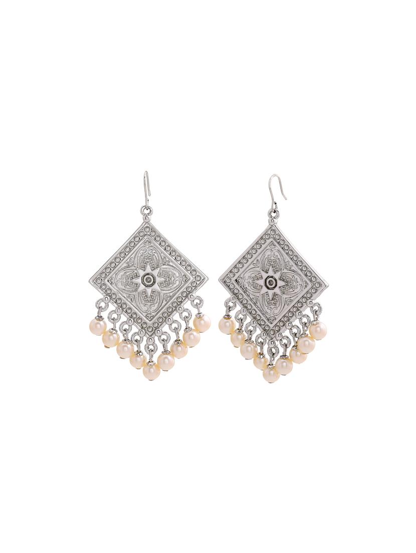 silver metal drop earring - 17327988 - Zoom Image - 4