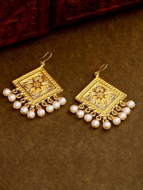 gold metal drop earring - 17327989 - Standard Image - 1