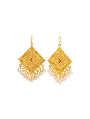 gold metal drop earring - 17327989 - Standard Image - 3