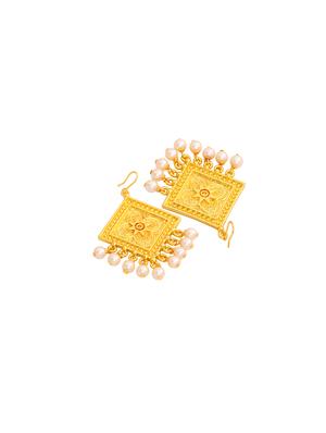 gold metal drop earring - 17327989 - Standard Image - 4