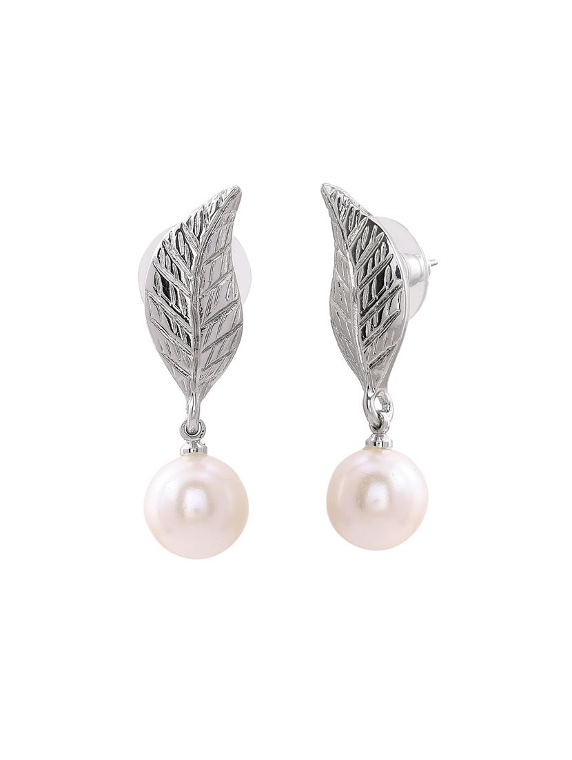 silver metal drop earring - 17327991 - Zoom Image - 2