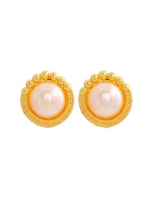 gold metal studs earring - 17327992 - Standard Image - 3