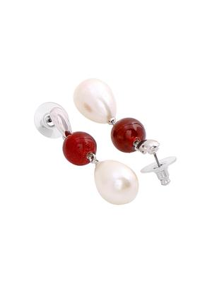 red metal drop earring - 17328012 - Standard Image - 4