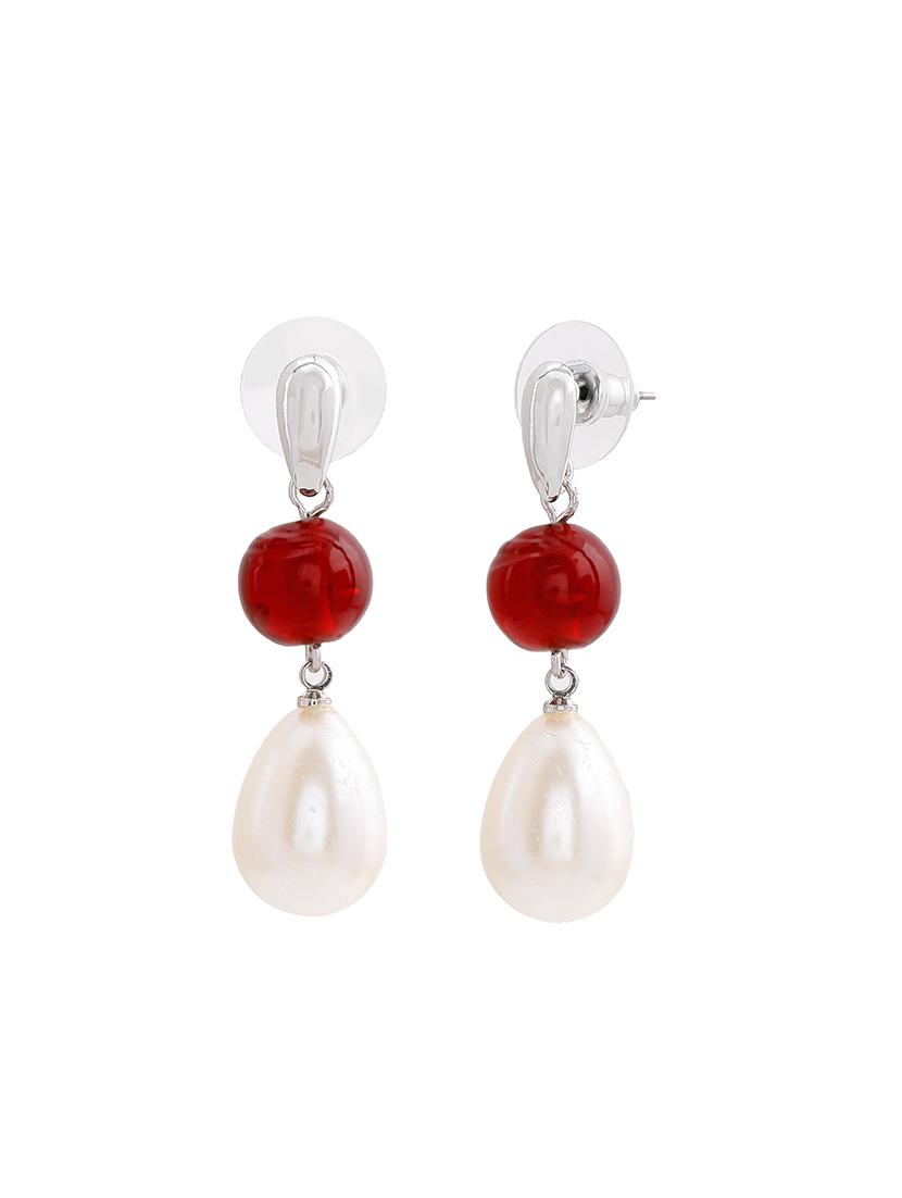 red metal drop earring - 17328012 - Zoom Image - 3
