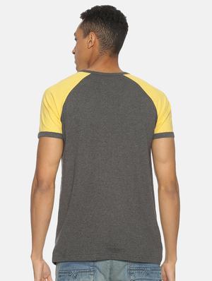 yellow color block cut & sew t-shirt - 17332900 - Standard Image - 3
