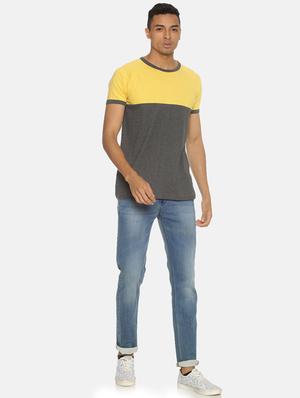 yellow color block cut & sew t-shirt - 17332900 - Standard Image - 4