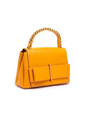 yellow leatherette (pu) regular handbag - 17332912 - Standard Image - 5