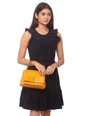 yellow leatherette (pu) regular handbag - 17332912 - Standard Image - 6