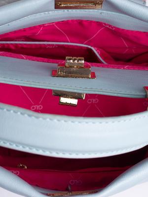 blue leatherette (pu) regular handbag - 17332927 - Standard Image - 3