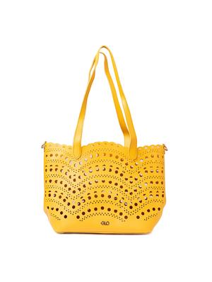 yellow leatherette (pu) regular handbag - 17332930 - Standard Image - 2