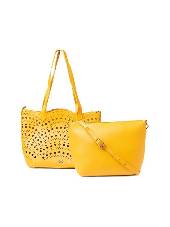 yellow leatherette (pu) regular handbag - 17332930 - Zoom Image - 1