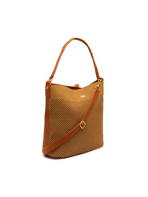 brown leatherette (pu) regular handbag - 17332931 - Standard Image - 4