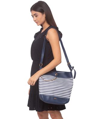 blue leatherette (pu) regular handbag - 17332932 - Standard Image - 5