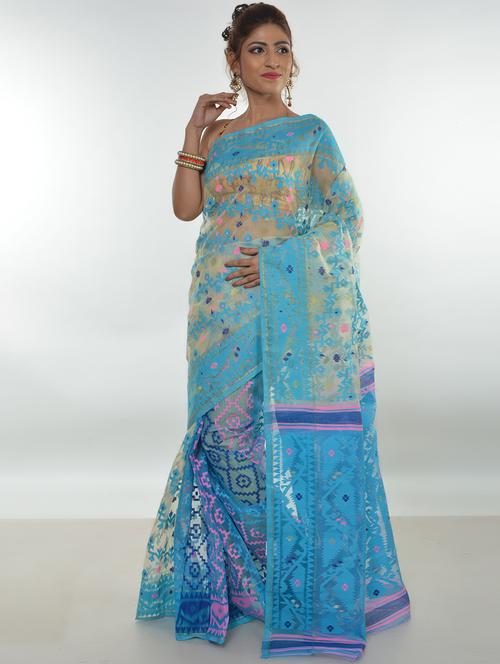 self design jamdani saree - 17332940 - Standard Image - 1