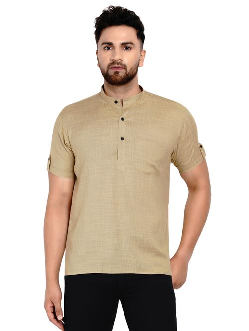 beige solid short kurtas - 17332946 - Standard Image - 1