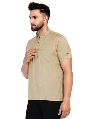 beige solid short kurtas  - 17332946 -  Standard Image - 1