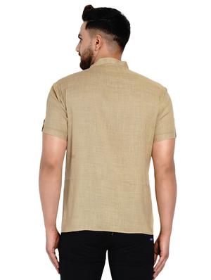 beige solid short kurtas - 17332946 - Standard Image - 3