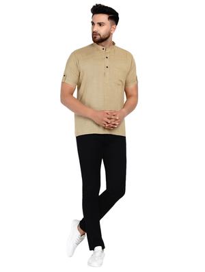 beige solid short kurtas - 17332946 - Standard Image - 4