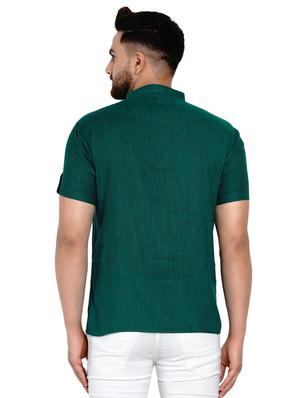 green solid short kurta - 17332949 - Standard Image - 3
