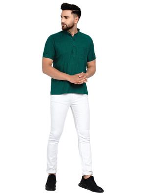 green solid short kurta - 17332949 - Standard Image - 4